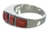 Silver Jewelry Red Oyster Shell Inlay Ring Size 5-3/4 VX36724